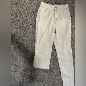 Creme High Rise Corduroy Mom Jeans